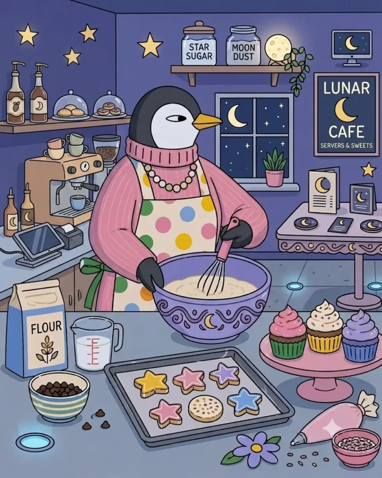 カフェ経営のペンギン