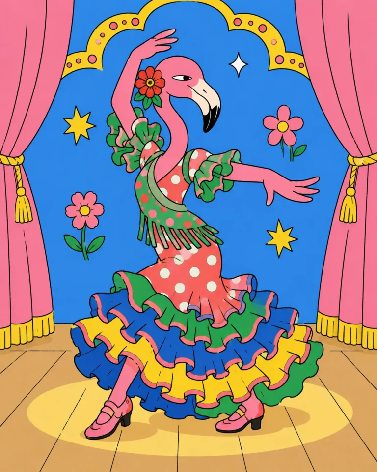 フラメンコを踊るフラミンゴ