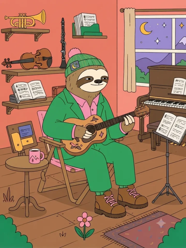 音楽を奏でるナマケモノ